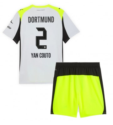 Borussia Dortmund Yan Couto #2 Replica Away Stadium Kit for Kids 2025-26 Short Sleeve (+ pants)
